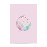 Watercolor Moon Photographic Prints, Celestial Art, Nursery Decor, Baby Room Art, Starry Night, Dreamy Art, Pastel Colors, Moon Decor - Tawshia